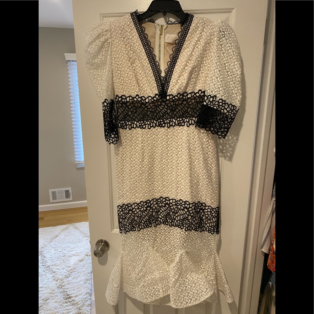Bronx and Banco white midi puff sleeve dress size L